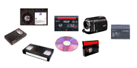 VHS、miniDV、Hi8などの各種ビデオテープ