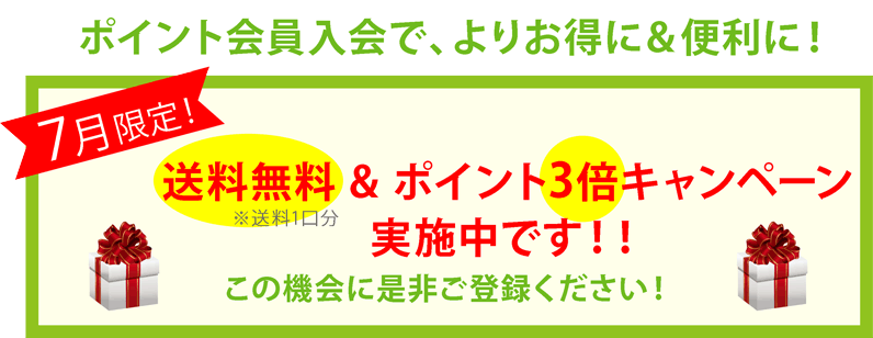 7月限定送料無料&ポイント3倍キャンペーン